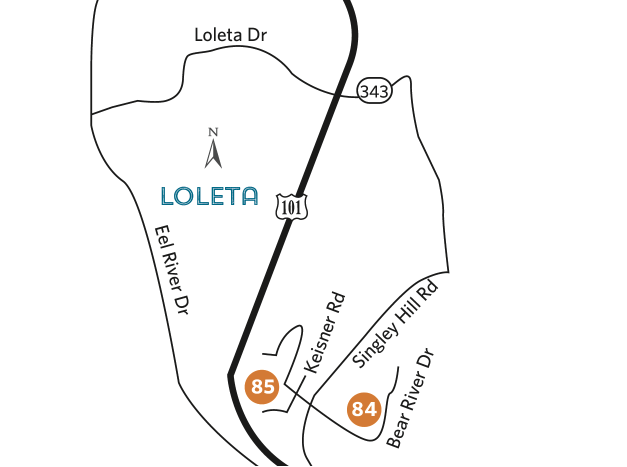 Overview map of locations - Loleta